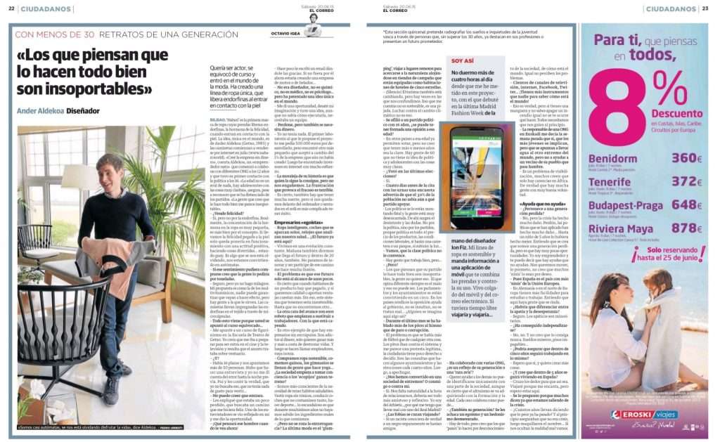 Ander Aldekoa - entrevista a 2 páginas en El Correo